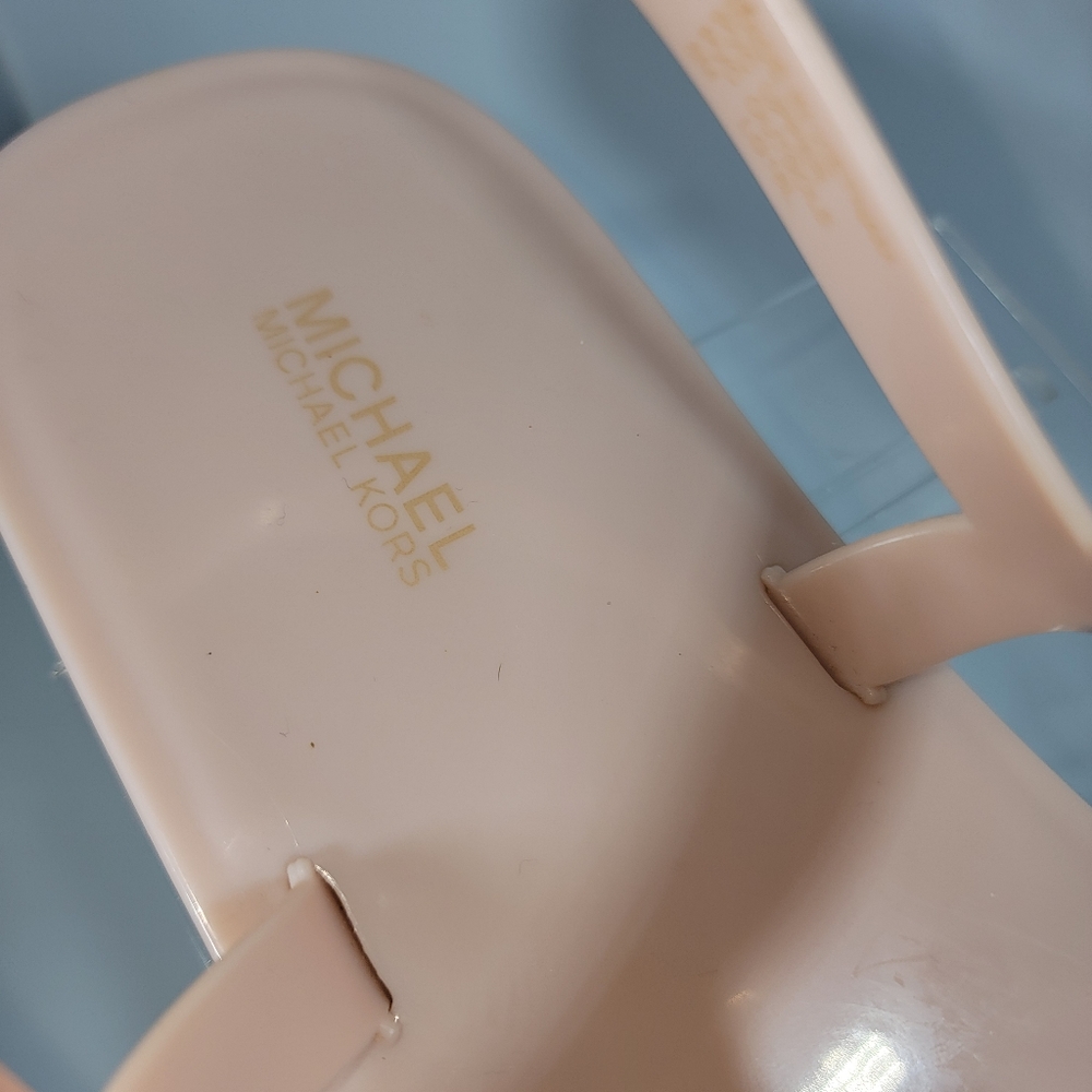 Michael Michael Kors Jelly Sandals Womens 8M Pink Gold Logo Buckle *Read - Picture 6 of 15